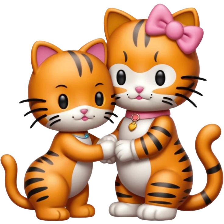 hello kitty with Garfield play around emoji