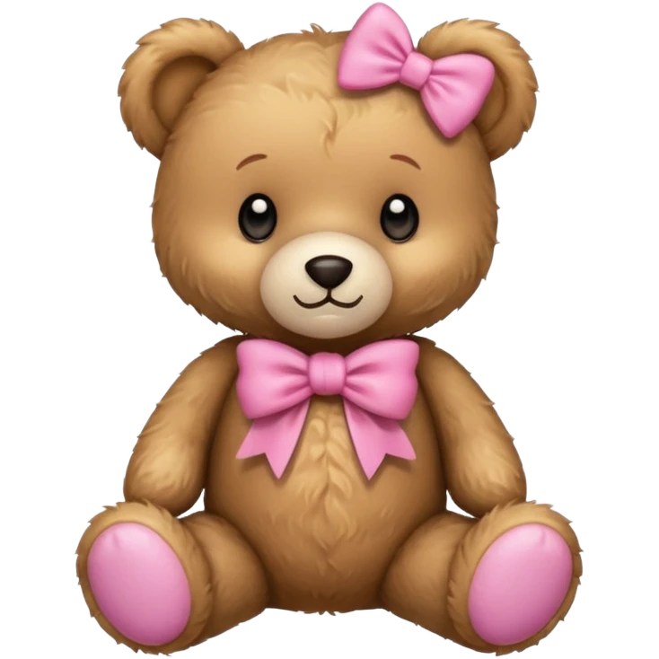 Cute teddy bear with a pink bow. emoji