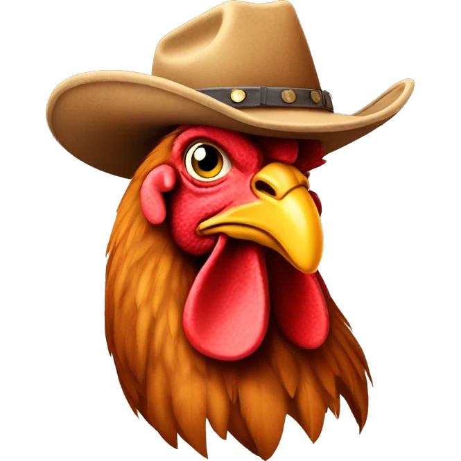 Rooster wearing a cowboy hat emoji