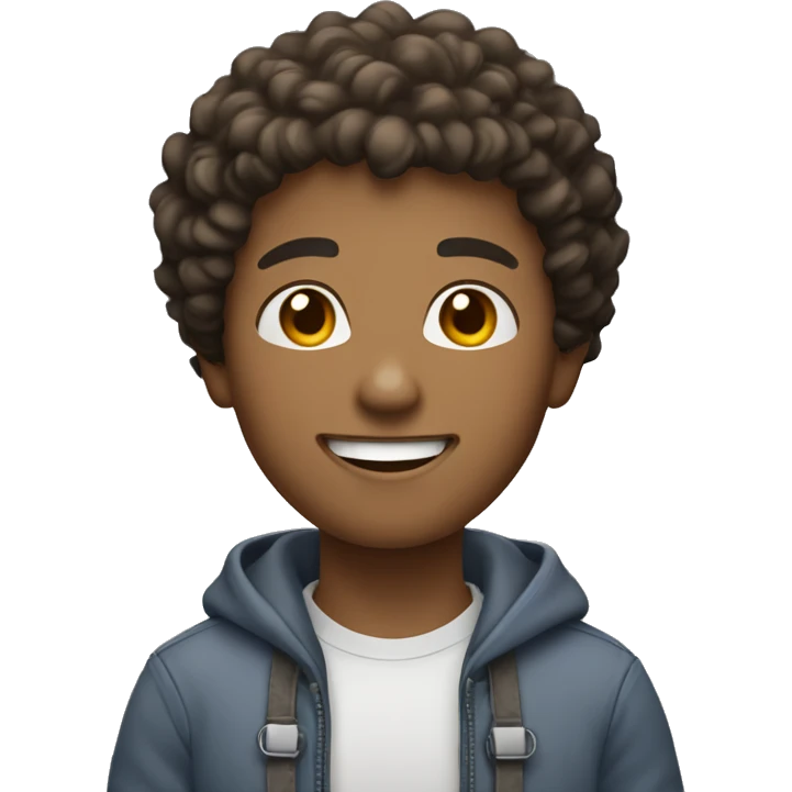 young person with a friendly expression, short curly hair, and wearing a casual outfit. The character should be holding a credit card in their right hand, with a confident smile.  emoji