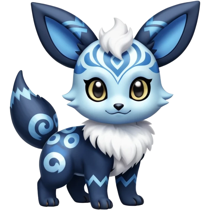 Shiny Cute Adorable Umbreon-Absol-Meowstic-Hybrid-Creature with pattern-markings emoji