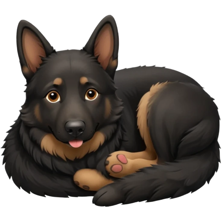 mostly black german shepherd lying on her back emoji