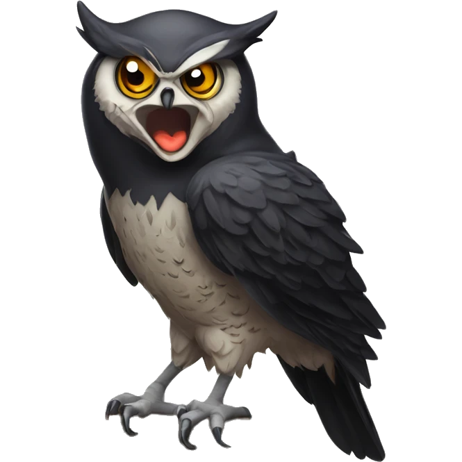 owl giving middle finger to a crow who is extremely mad emoji