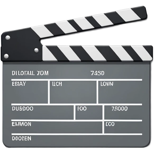 movie clapperboard with geometric outline, precise thin black lines and only one diagonal line crossing through, clean design emoji
