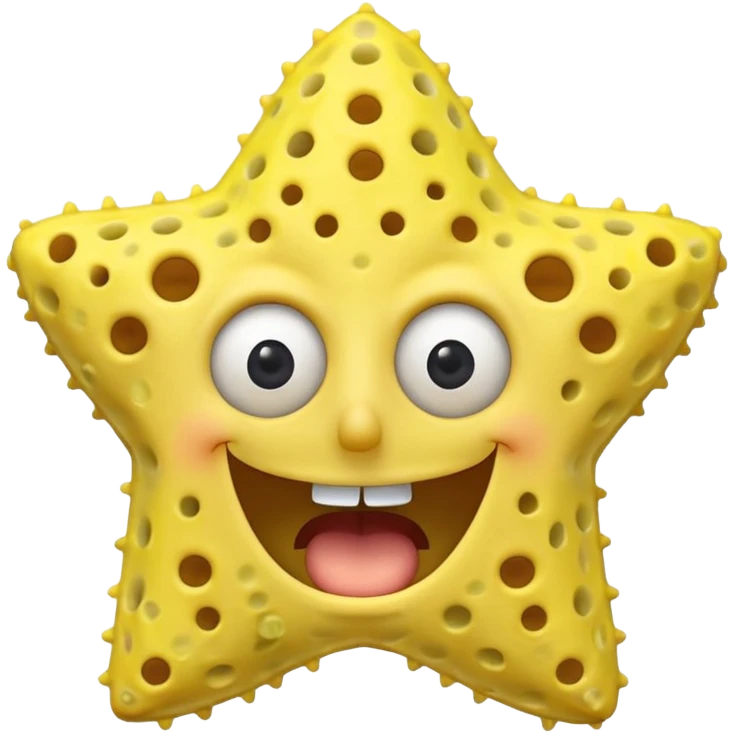 Star face SpongeBob mouth shape open happy emoji