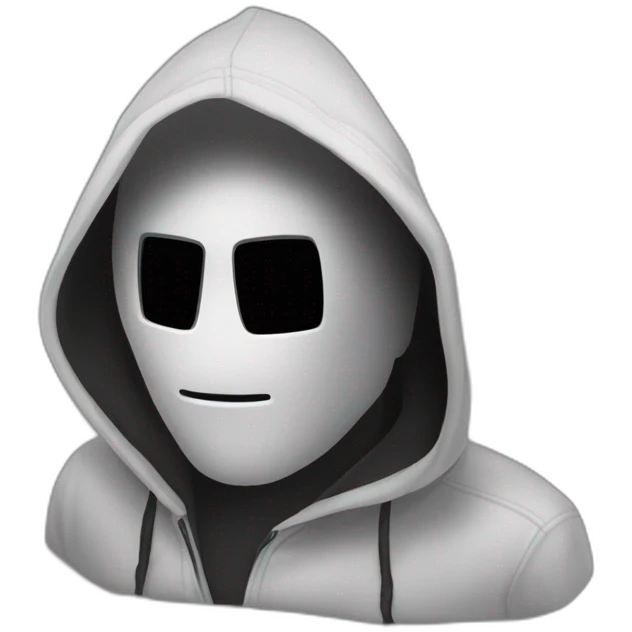 hacker de tes algo morena con la cara parcialmente tapada con una capucha puesta usando una computadora emoji