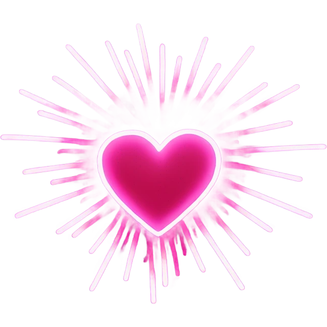 Neon pink fireworks that form a heart  emoji
