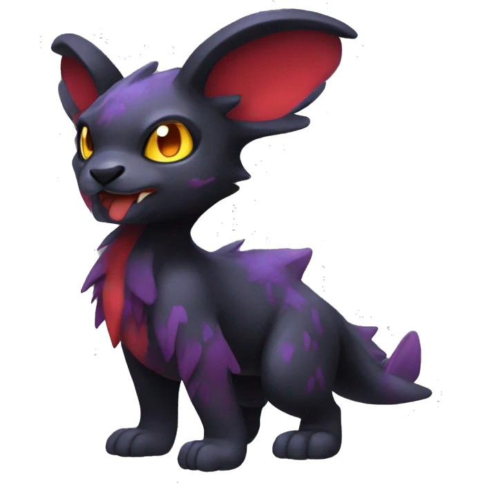 Cute cool dark black red purple yellow animal hybrid Fakemon full body emoji