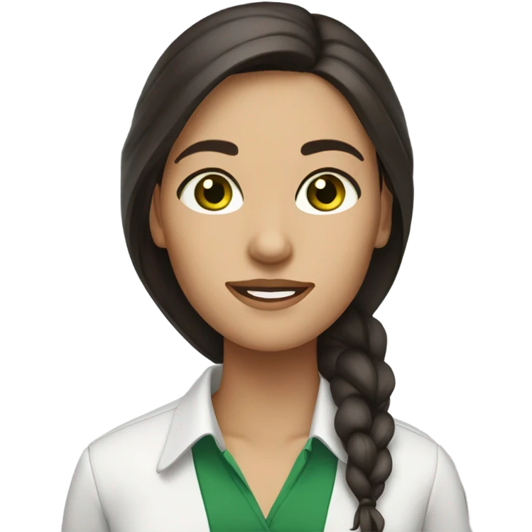 Female professional long dark brown hair green eyes emoji
