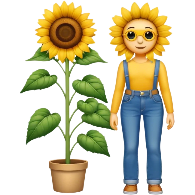 Sunflower wearing blue jeans emoji