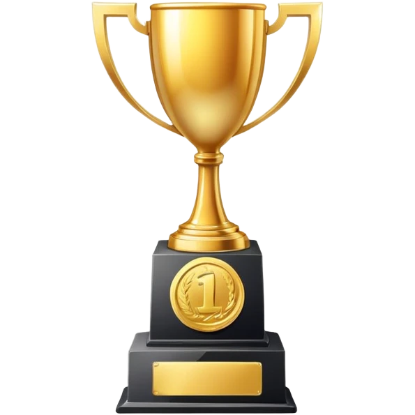 Number one trophy with gold medal emoji