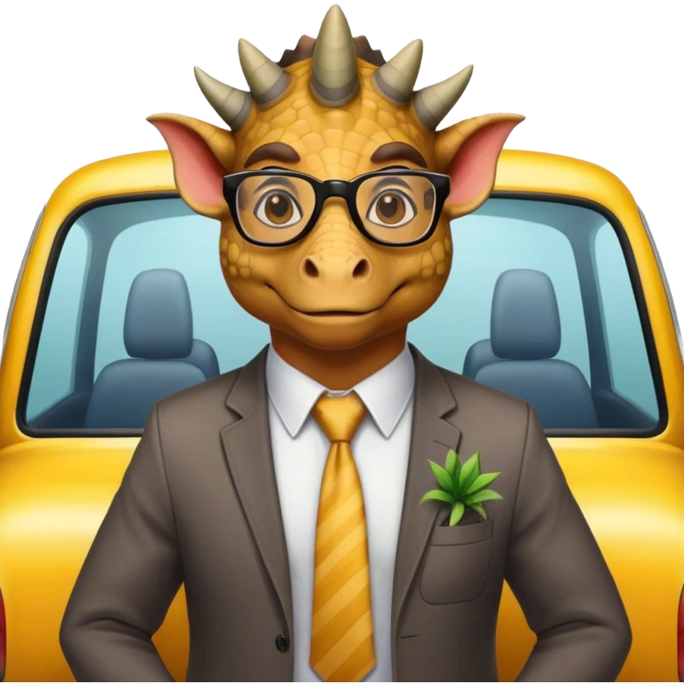 office triceratops in a taxi emoji