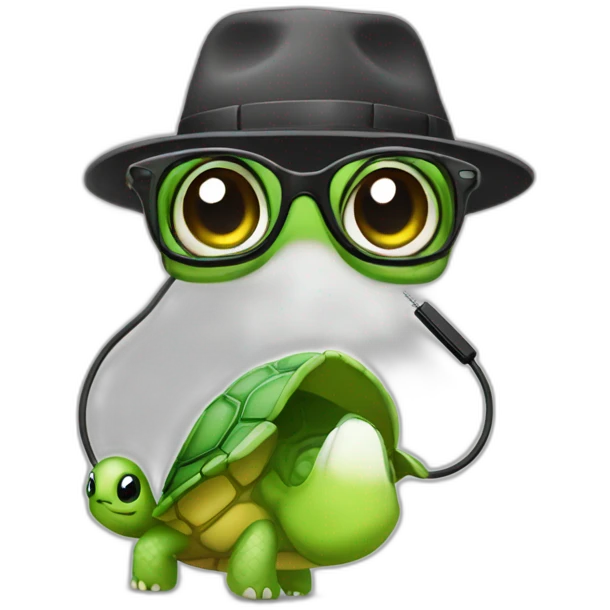 turtle_eye glass_hat_earphone emoji