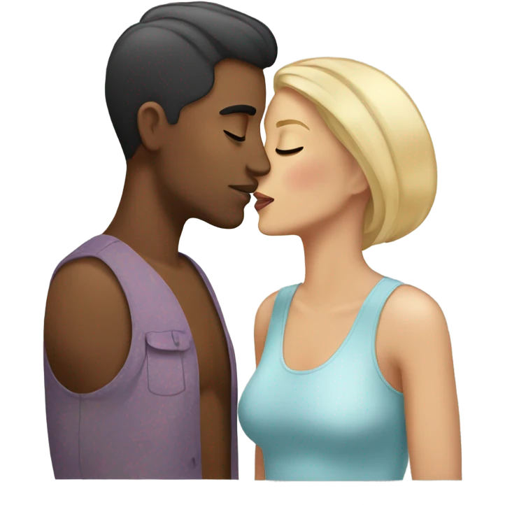 trans man and trans woman kissing emoji
