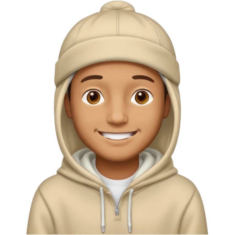 man with creme cap and hoodie emoji