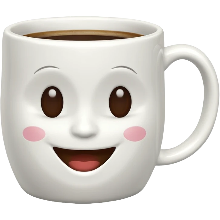 Coffee mug with closed mouth smile emoji