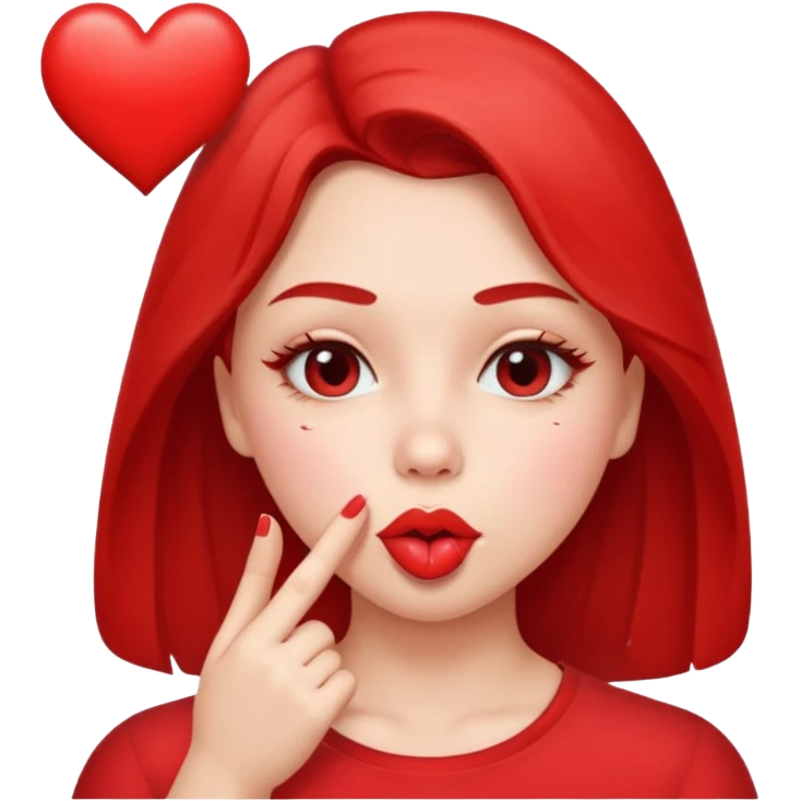 Emoji, girl's face blowing a kiss, puckered lips, small heart emoji