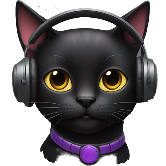 black cat wearing headphones  emoji