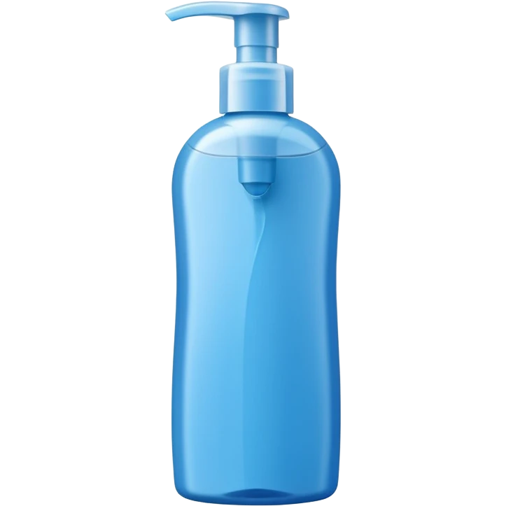 upright shampoo bottle, smooth curved silhouette, flip-top or pump cap, sleek, semi-opaque or colored blue green or white, clean and fresh, no branding or text, soft lighting, emoji scale emoji