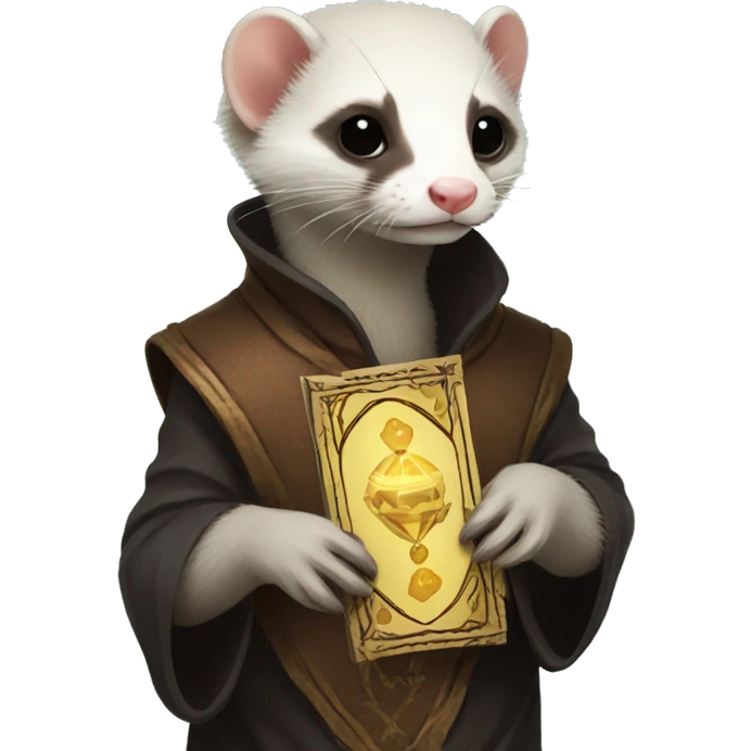 Ferret holding a tarot card emoji