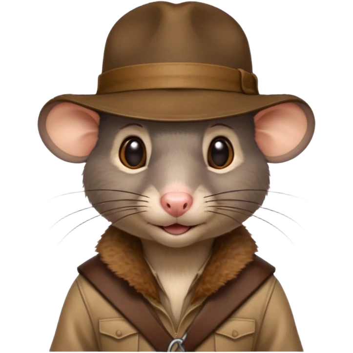 Life like rat wearing Indiana jones hat emoji