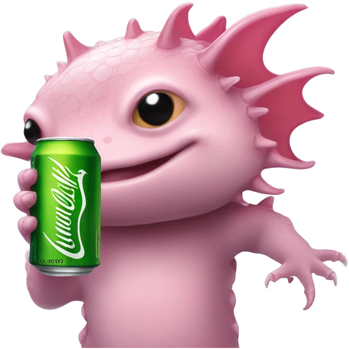 Axalotle drinking a monster energy drink emoji