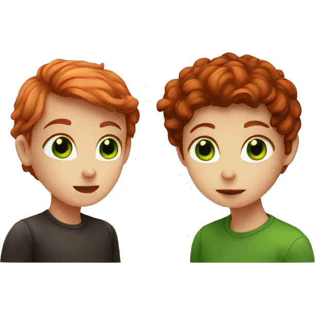 red hair girl with green eyes kiss a brown hair boy with brown eyes emoji