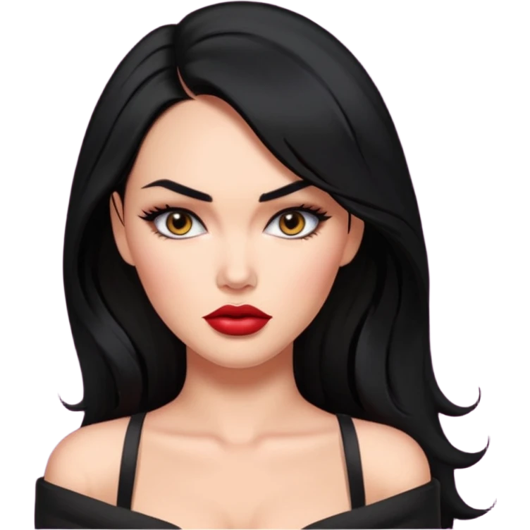 “Emoji girl, femme fatale, black hair. megan fox vibes emoji
