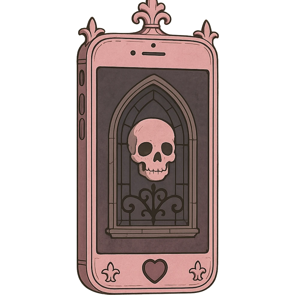pink gothic smartphone in ghibli style emoji