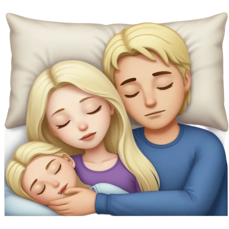 girl with long dark brown hair and pale skin sleeping with a man who is blonde emoji
