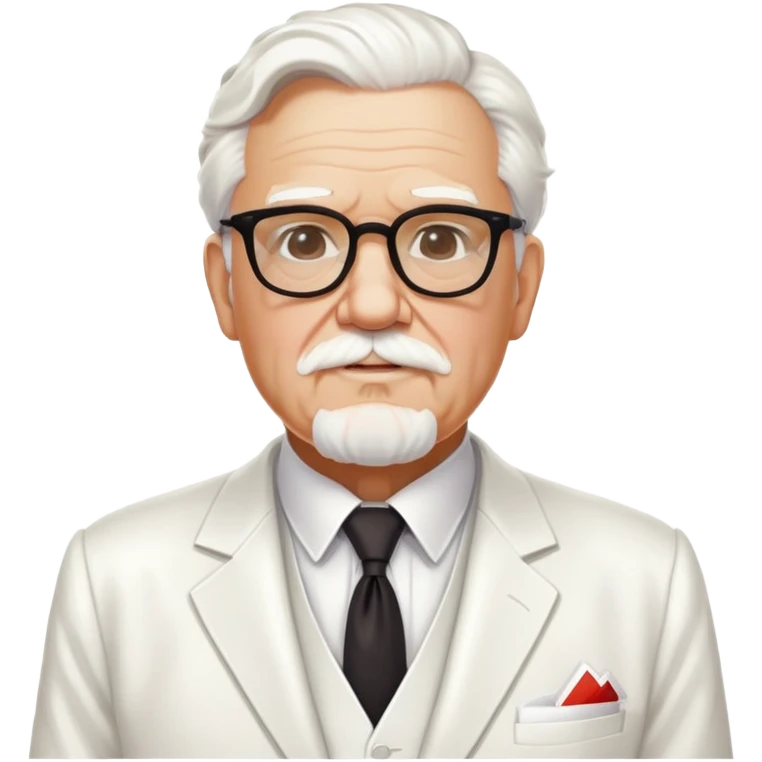 Colonel Sanders, old white man with square glasses, white goatee beard, white suit, KFC founder emoji