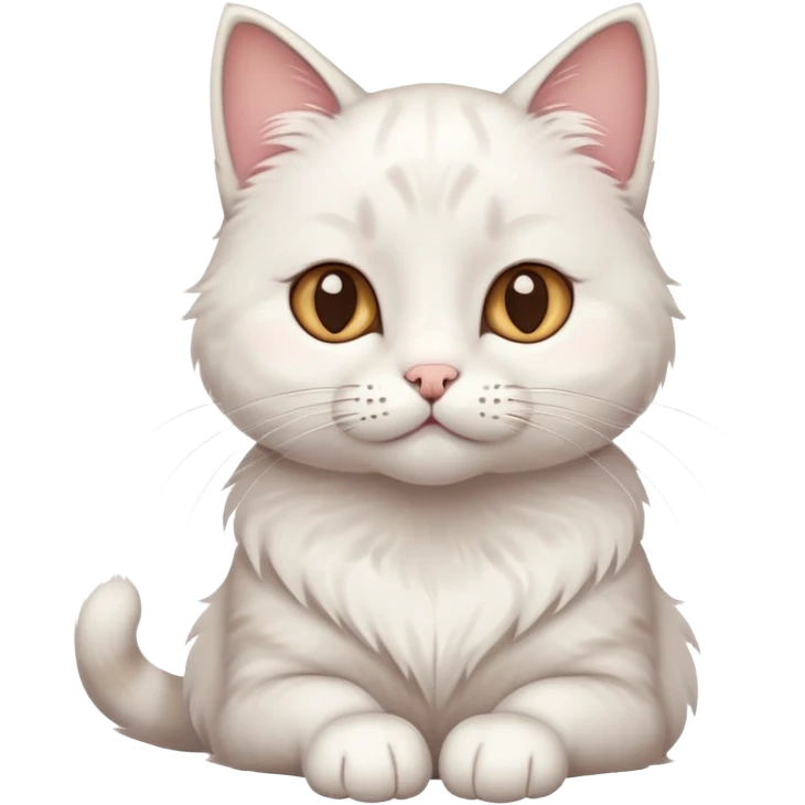 cute cat with a pensive, thoughtful expression, one paw on its chin, simple and clean, soft colors, friendly digital illustration emoji