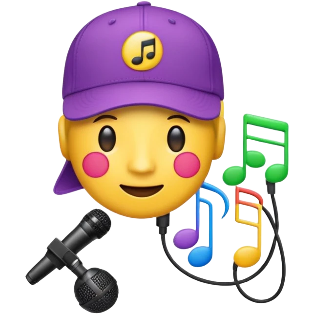 logo of Trap Capos de Noriel, emoji style, rapper cap, microphone and musical notes details, bright colors, no text emoji