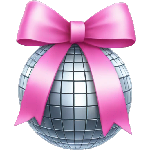 Disco ball with pink bow on top emoji