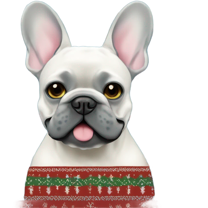 Blue French bulldog Christmas sweater  emoji