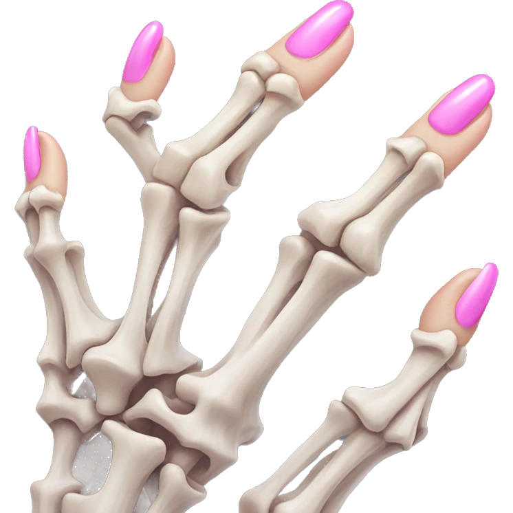 Skeleton hands bones with pink polish nails  emoji