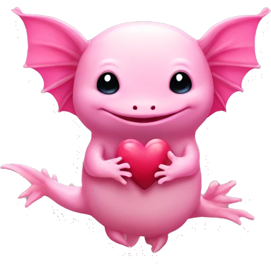 pink axolotl making a Heart with his Hands  emoji