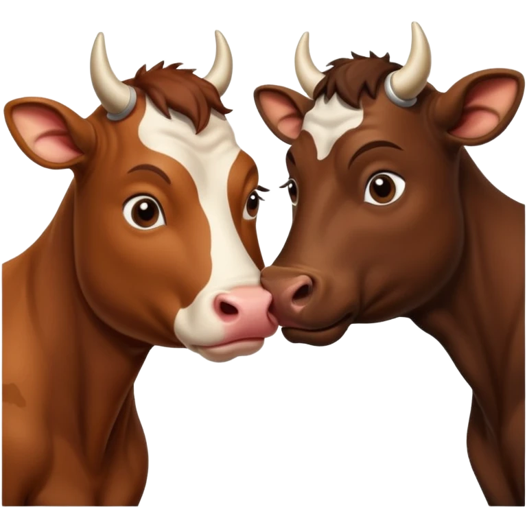 Female cow and male bull kiss emoji