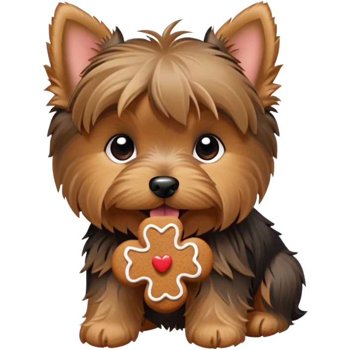 Yorkshire Terrier Puppy Eating Gingerbread emoji