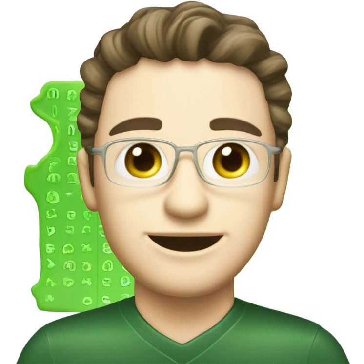 create a green verified badge that has scalloped edges and binary code written in white on the inside emoji