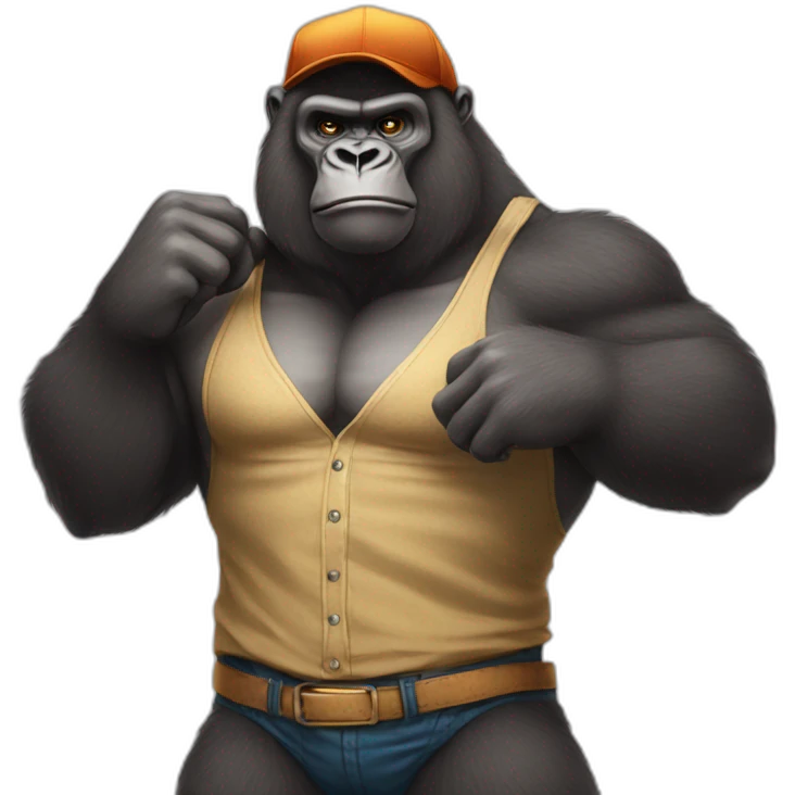 Big Buff Gorilla wearing a Cap and some fancy clothes emoji
