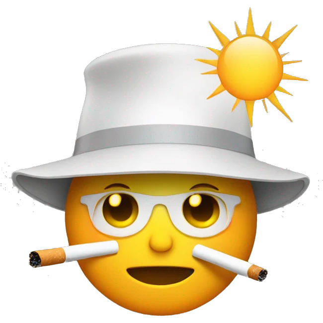 sun wearing a bucket hat cigarette emoji