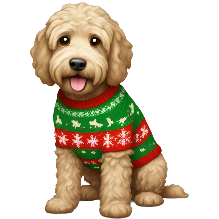 Labradoodle in christmas Sweater emoji