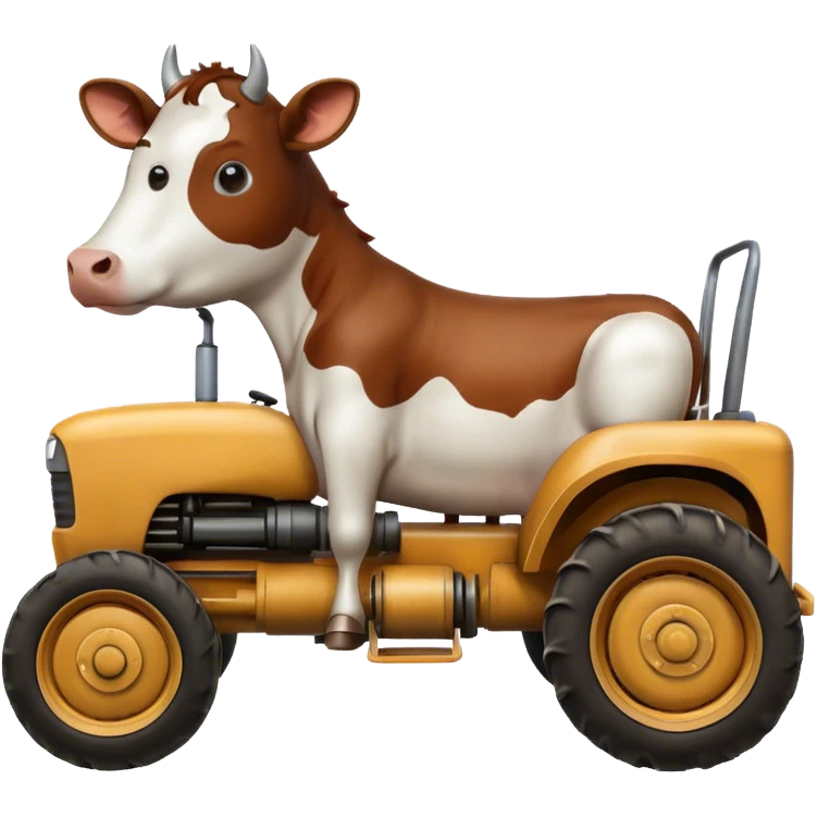 Cow sitting on tractor emoji