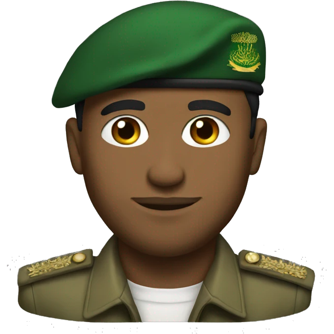 Saudi white man, first lieutenant black Military Beret  emoji