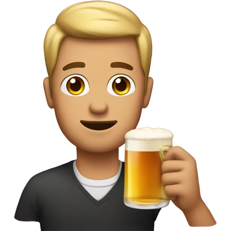 Man looking at a beer glass with heart eyes emoji
