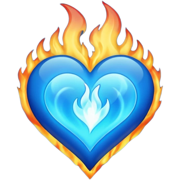 Blue flames in the shape of a heart  emoji