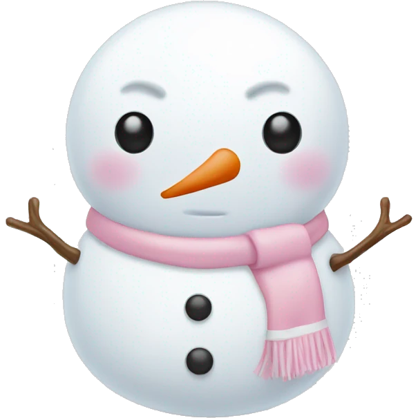 Cute white and light pink snowman emoji