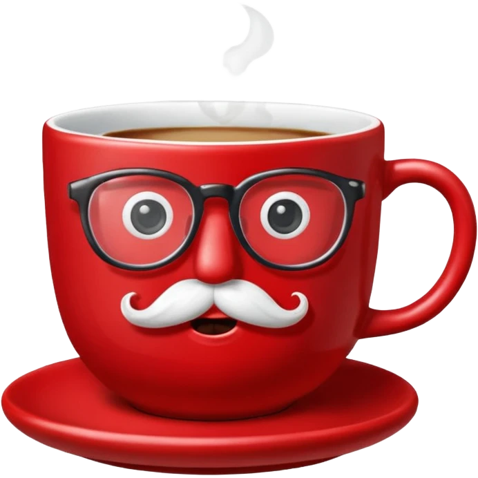 talking teacup red with glassess and mustache emoji