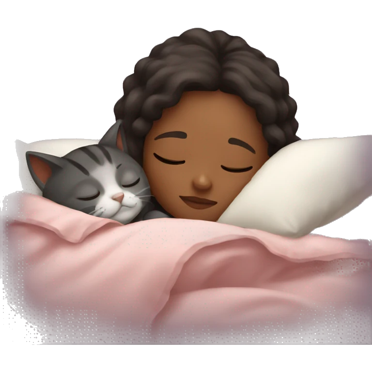 Girl sleeping with cat emoji